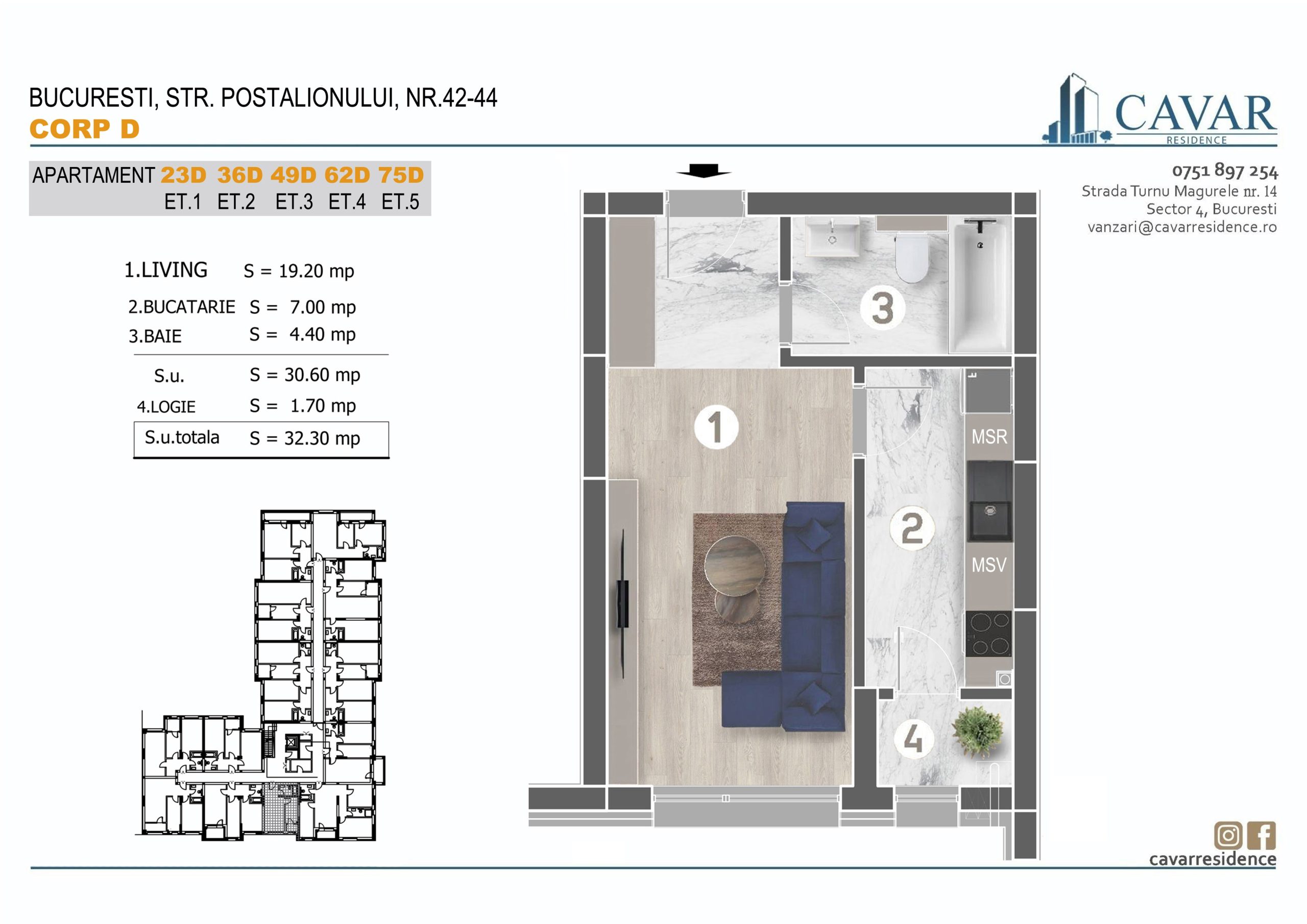 Garsoniera Postalionului 42-44 Corp D