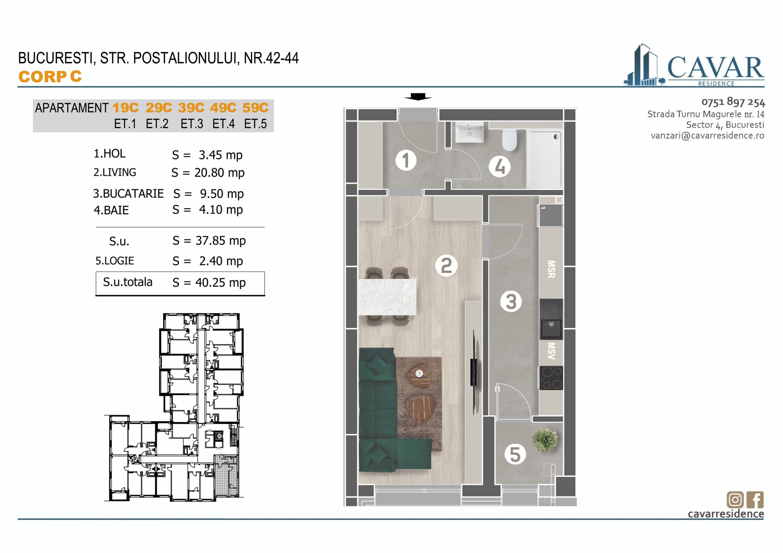 Garsoniera Postalionului 42-44 Corp C
